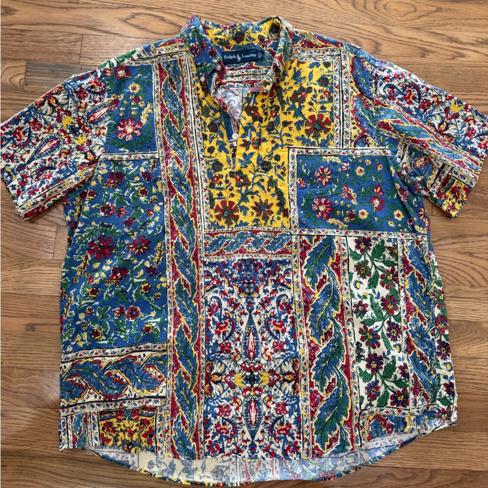 Vintage Ralph Lauren Patchwork Paisley Popover Top - 100% Cotton